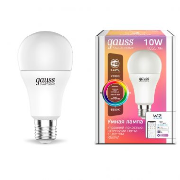 светодиодная лампа шар  A60 RGBW 10W 1180112  Gauss Smart Home диммируемая