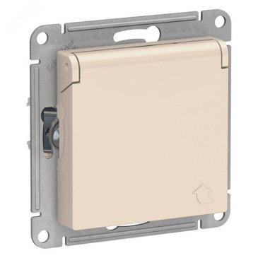 Штепсельная розетка встраиваемая ATLASDESIGN 16A 250V ATN000246 с/з со шторками с крышкой бежевый