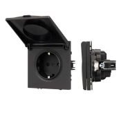 Штепсельная розетка встраиваемая Arlight SCT-NOBE-MCP-SFPL-BK 16А 054281 с/з с крышкой черная IP44