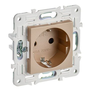 Штепсельная розетка встраиваемая IEK SKANDY 16А SK-R14-16-K98 SK-R04Sa с з/к без з/ш песочный