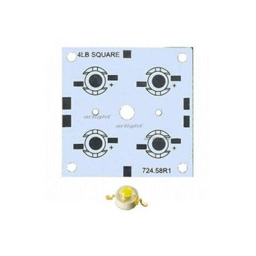алюминиевая плата 4Led квадратная  52*52мм mono 724-58