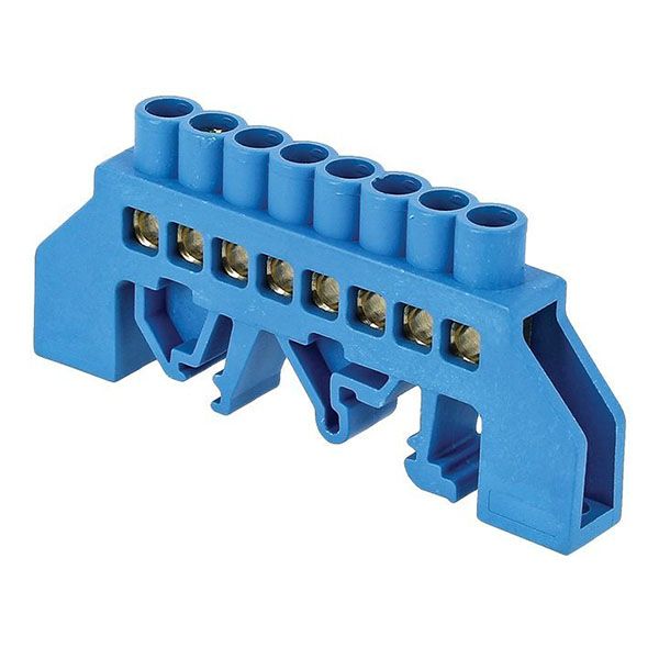 Шина нулевая N 63.06 нейлоновый корпус на DIN-рейку (латунь)