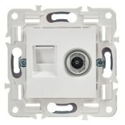 Розетка встраиваемая комбинированная IEK SKANDY SK-AK20-2-K01 SK-A15W TV+RJ45 кат.6 арктический белый