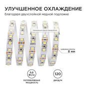 Светодиодная лента Белый 3528 12V  9.6W/m 120Led/метр 00-31 8мм