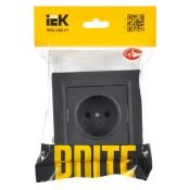 Штепсельная розетка встраиваемая IEK BRITE 10А BR-R10-10-K53-F РСР10-1-0-БрГ без з/к и шторками в сборе графит