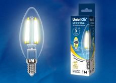 светодиодная лампа свеча Белый теплый  5W UL-00002860 LED-C35-5W/WW/E14/CL/DIM GLA01  Диммируемая AIR