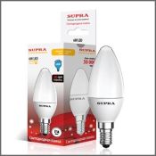 светодиодная лампа свеча Белый дневной  5W Supra  SL-LED-ECO-CN-5W/4000/E14  9510