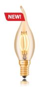 лампа ретро светодиодная Vintage форма свеча на ветру 4W 057-349 C35 GOLDEN/E14 диммируемая