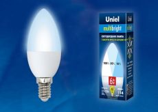 светодиодная лампа свеча Белый дневной  6W UL-00002374 LED-C37-6W/NW/E14/FR/MB PLM11WH Диммируемая Multibright