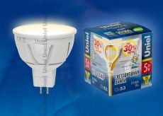 светодиодная лампа рефлектор JCDR GU5.3  Белый теплый  5W 07912 LED-JCDR-5W/WW/GU5.3/FR ALP01WH Palazzo