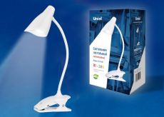 светильник настольный   3W UL-00004143 TLD-560 White/LED/280Lm/5500K/Dimmer на прищепке  белый