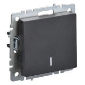 Выключатель встраиваемый одноклавишный проходной с подсветкой IEK BRITE BR-V12-1-10-K02 ВС10-1-7-БрЧ черный Выключатель встраиваемый одноклавишный проходной с подсветкой IEK BRITE BR-V12-1-10-K02 ВС10-1-7-БрЧ черный
