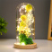 фигурка  светодиодная  колба "Зеленые цветы", 11х11х22 см,, батарейки АAАх3, свечение тёплое белое