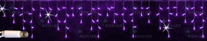 гирлянда БАХРОМА   8W  Фиолетовый, Rich LED RL-i3*0.5F-CW/V,  белый провод 3x0.5 м., соединяемая, 220V, 112 Led, IP65, мерцание