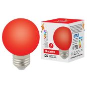 лампа декоративная светодиодная шар  G60 Красный  3.0W UL-00006959 LED-G60-3W/RED/E27/FR/С DECOR COLOR